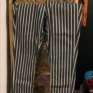 H&M, highwaisted black/white stripe skinny jeans